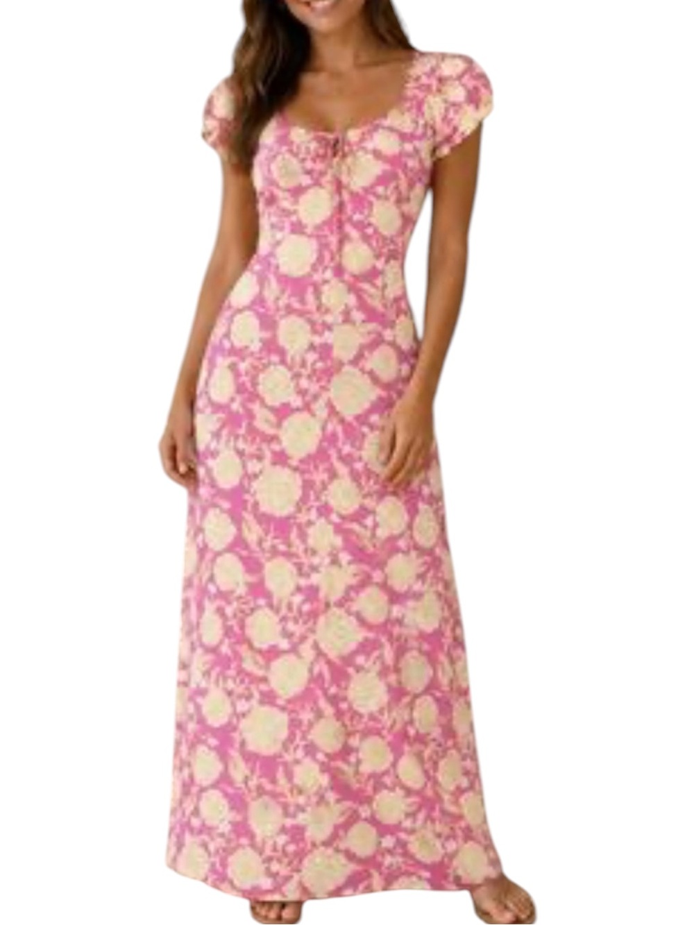 MELROSE & MARKET SOFT FLORAL PINK ROMANTIC MAXI DRESS NWTS SZ LG